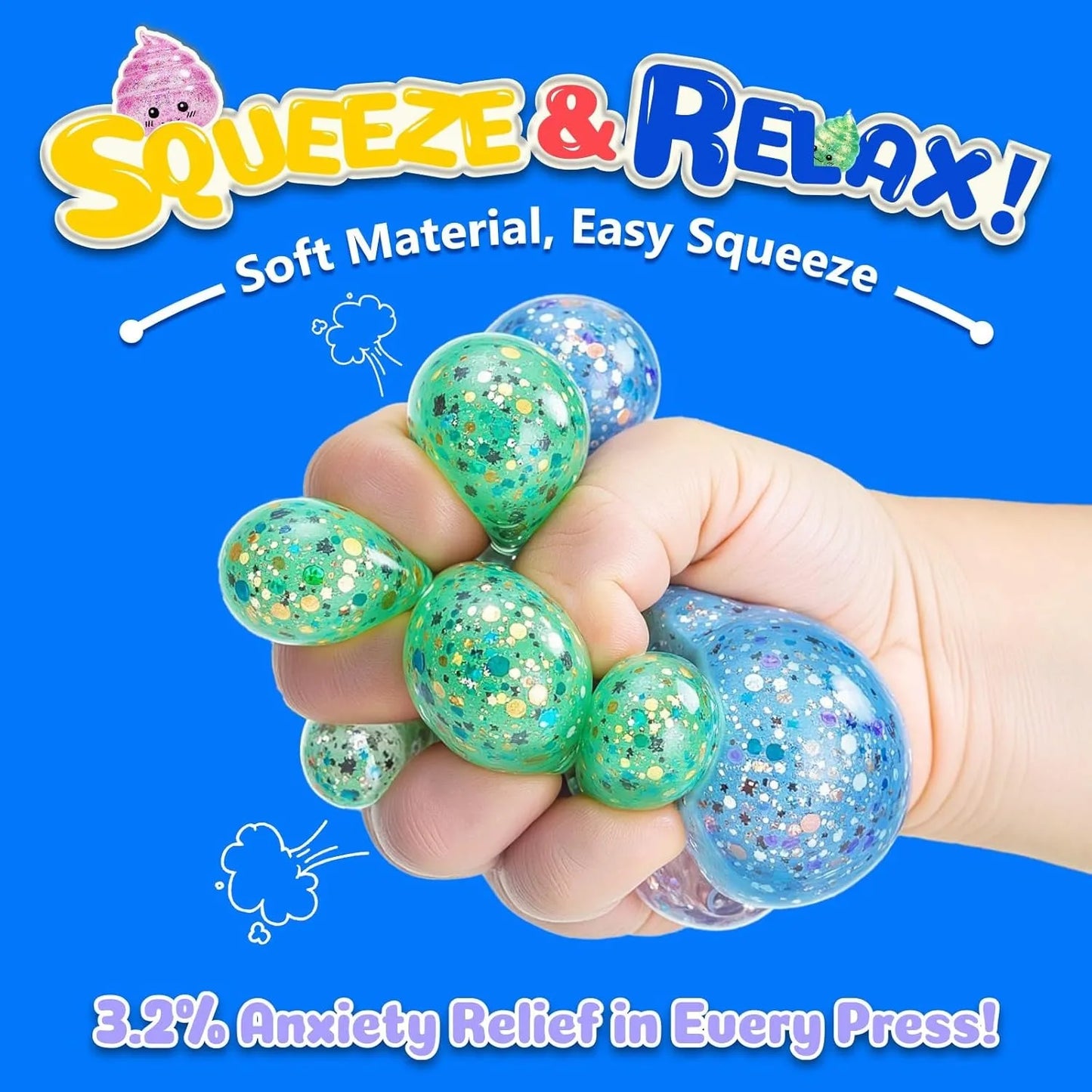 💩✨ Squishy Poo Stress Ball – Funny, Squeezy, Glittery Fun for Kids & Teens!