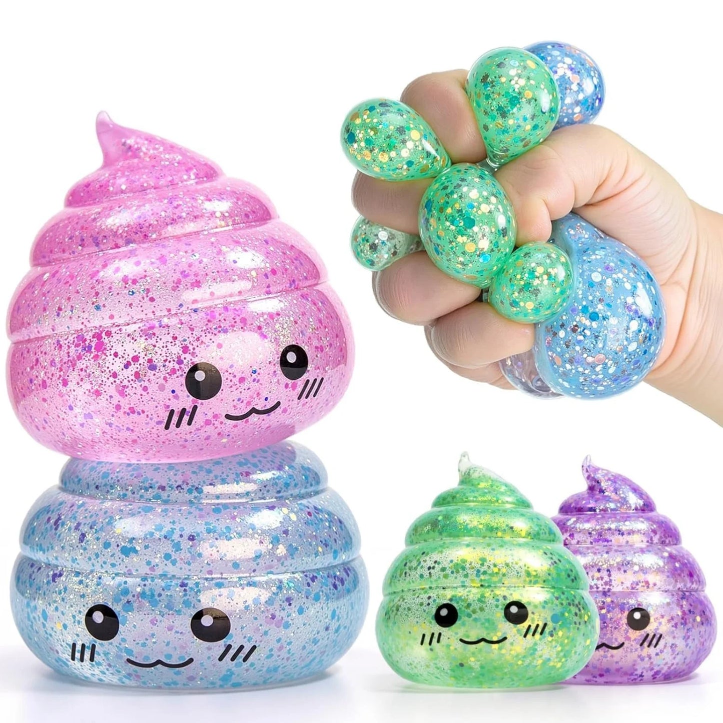 💩✨ Squishy Poo Stress Ball – Funny, Squeezy, Glittery Fun for Kids & Teens!